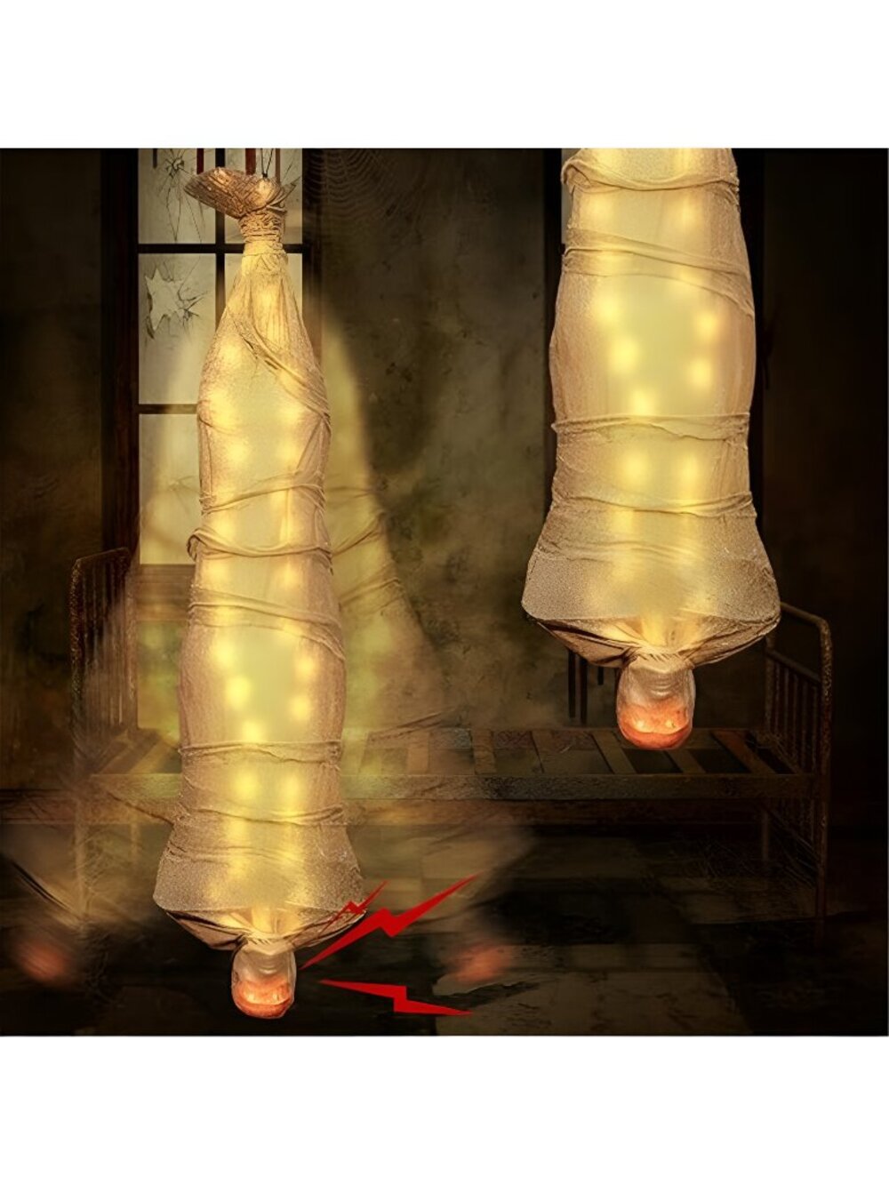 68" Halloween Hanging Cocoon Corpse Prop Sound Activated Scary Animated